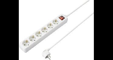 Sygonix SY-4891004 Stekkerdoos met schakelaar 6-voudig Wit Randaarde stekker 1 stuk(s)