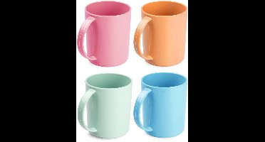 Plasticforte onbreekbare Drinkbekers - kunststof - 350 ml - 8x stuks - kinderen - mix kleuren