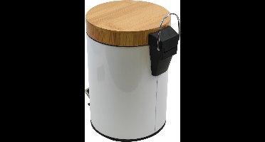 MSV Pedaalemmer 3L - AZA - Prullenbak Badkamer - Hout - Wit