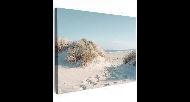 Tuinschilderij voor buiten 70x50 cm - Tuindecoratie Duinen - Planten - Zomer - Natuur - Tuinposter op canvas - Tuin muurdecoratie - Buitenschilderij decoratie - Schutting wanddecoratie - Buitencanvas