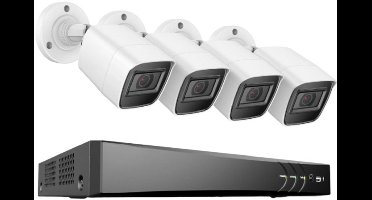 Beveiligingscamera - Beveiligingscamerasysteem - Camerabewaking - 4K Ultra HD - 8CH DVR - H.265 - Weerbestendig - Binnen - Buiten - 4 Camera's - Ingebouwde HDD - 4TB