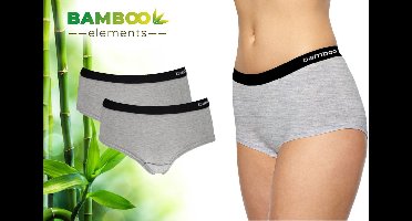 Bamboo - Ondergoed Dames - Hipster - Bamboe - 2 Stuks - Grijs - Lingerie - Boxershort Dames - Onderbroeken Dames - Dames Slips - Dames Ondergoed