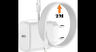 USB C Adapter / 20W iPhone Oplader met 2M USB C naar Lightning Kabel Geschikt voor iPhone 14 / SE / 14 Pro/ 14 Max/ 13/ 13 Pro/ 13 Pro Max/ 12/ 11/ Xr/ Xs Max/ 8/ 8 Plus/ Pro - Oplader / Snellader geschikt voor Apple iPhone