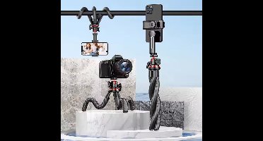Flexibele Octopus Statiefbeugel – 3-in-1 Tripod, Selfiestick & Telefoonhouder – Voor Smartphone, Camera & GoPro – Met Afneembare Houder – 360° Draaibaar