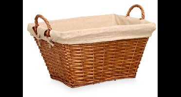 Kipit Storage Rieten opberg mand - gevlochten riet - bruin - 52 x 35 x 30 cm - met hengsels