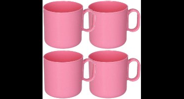 Plasticforte onbreekbare Drinkbekers - 12x - kunststof - 320 ml - roze - kinderen - camping - mokken