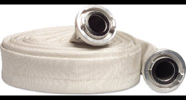 Mega Plat oprolbare slang met koppelingen EPDM/Polyester 75 mm Storz NA 89 10bar wit 20m type 75B