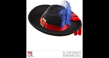 Musketiershoed met blauwe veer