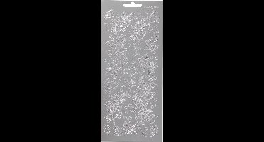 Stickers Zilver - Bladeren Stickers - Zelfklevende Botanische Stickervellen - DIY Feestelijke Versiering & Scrapbooking - 10x23 cm