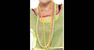 Widmann Kralen kettingen - 4x - neon kleuren - kunststof - jaren 80 thema - dames - sieraden