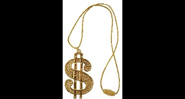 Dollar ketting plastic - Goud