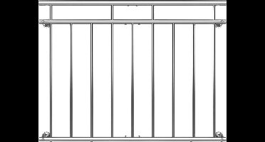 Monzana Franse Balkonreling – Staal 90x128cm 7 Spijlen - Zilver