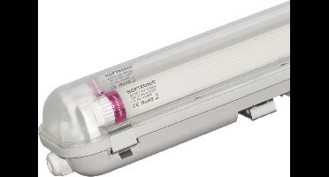 HOFTRONIC - Dubbel LED TL Armatuur 150cm - IP65 Waterdicht - Flikkervrij - koppelbaar - 4000K Neutraal wit licht - 60W 10500lm (175lm/W) - Vervangt 260 Watt - T8 (G13) fitting - incl 2 LED buizen
