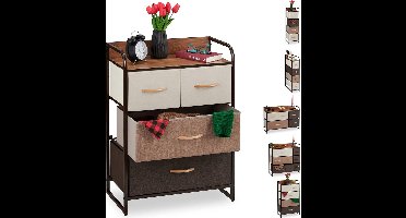 SureDeal® - Kast - Ladekast - 4 Manden - 58x31.5x79 cm - Hout - Bruin - Binnen Kast - Vakkenkast - Boekenkast - Opbergkast - Halorganizer