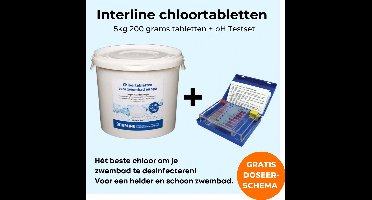 Interline Chloortabletten 200 gram 5 kg - Inclusief chloor en pH Testset- Chloortabletten voor zwembad en jacuzzi - Chloor 200 gram - Inclusief doseerschema