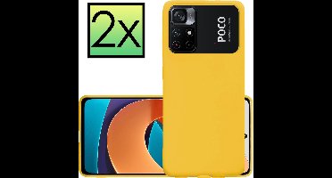 Hoesje - 2 Stuks - Geschikt voor Xiaomi Poco M4 Pro 5G - Sterk & Shockproof - Case Siliconen - Back Cover - Telefoon Hoes - Geel
