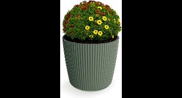 Prosperplast Plantenpot/bloempot Buckingham - buiten/binnen - design kunststof - dennengroen - D14 x H13 cm