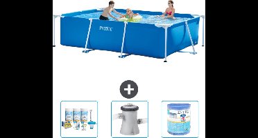 Intex Rechthoekig Frame Zwembad - 300 x 200 x 75 cm - Blauw - Inclusief Onderhoudspakket - Zwembadfilterpomp - Filter