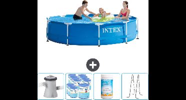 Intex Rond Frame Zwembad - 305 x 76 cm - Blauw - Inclusief Pomp Filters - Chloor - Ladder