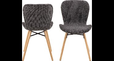 Giga Living Eetkamerstoel Zaria - Antraciet - Stof & Eikenhout - Set van 2