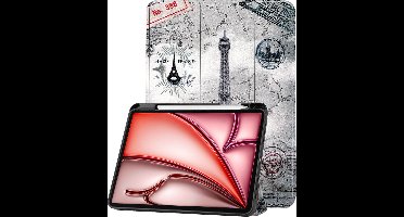 Hoes - Geschikt voor Apple iPad Air (2024/2025/2026) - 13 inch - Dun & Stevig - Trifold Bookcase - Hard Cover Case - Met Uitsparing Geschikt voor Apple Pencil - Hardcover Book - Tablet Hoesje - Eiffeltoren
