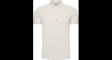 Mario Russo Korte Mouwen Overhemd - Overhemd heren - Polo Shirt Heren - t shirt heren - XL - Steen Grijs