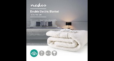 Nedis Elektrische Deken - Onderdeken - 2 Personen - 160 x 140 cm - 3 Warmte Standen - Wasmachinebestendig - Oververhittingsbeveiliging - Polyester / Synthetisch Wol