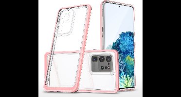 Hoesje Geschikt Voor Samsung Galaxy S20 hoesje transparant cover met bumper Rose Goud - Ultra Hybrid hoesje Hoesje Geschikt Voor Samsung Galaxy S20 case