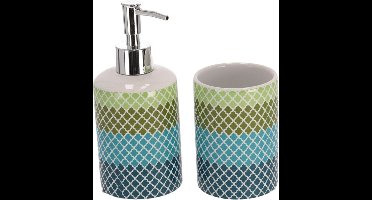 Gerimport Badkameraccessoire-set Keramiek Blauw/groen 2-delig