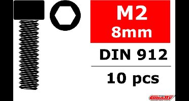 Team Corally - Staal schroeven M2 x 8mm - Cilinderkop binnenzeskant - 10 st