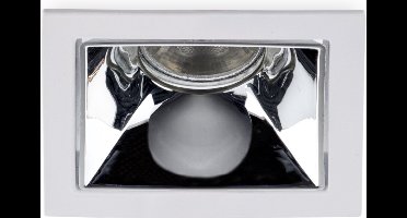 Groenovatie Inbouwspot Vierkant - Vast - 85 x 85 x 36 mm - Wit - Chroom
