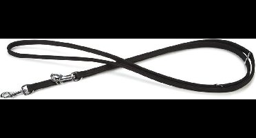 Beeztees leren dressuurlijn Buffalo. Zwart. 200 cm x 10 mm.