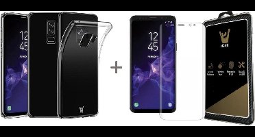 Hoesje geschikt voor Samsung Galaxy S9 - Siliconen Transparant TPU Gel Case Cover + Glas PET Folie Screen Protector Transparant 0.2mm - 360 graden protectie