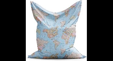 Zitzak Wereldkaart  Medium - Blauw