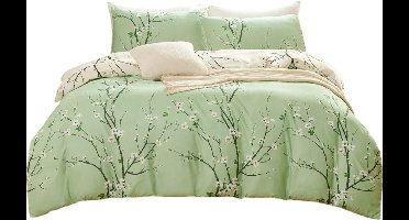 3-Delige Dekbedovertrekset (1+2): Omkeerbaar Bloesempatroon & Microfiber - 135x200cm