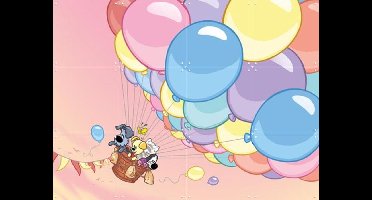 IXXI Woezel & Pip in de Luchtballon, Woezel & Pip & Van Hoorne Studios - 80 x 60 cm - Gratis ophangtool - Grote wanddecoratie en posters -