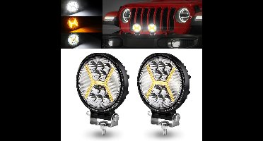 Ronde LED Pod Licht Bar 72W - Off Road Spot Flood Combo Beam - 4,5" Amber Strobe DRL Licht - 12V-36V - Voor SUV, Boot en Truck