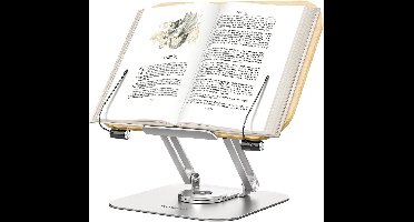 Verstelbare Boekenstandaard met 360° Draaibare Basis en Paginaclips