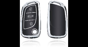 Autosleutel hoesje - TPU Sleutelhoesje - Sleutelcover - Autosleutelhoes - Geschikt voor Citroën - zwart - C3 - Auto Sleutel Accessoires gadgets