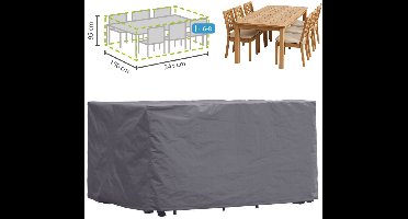 Perel Buitenhoes voor tuinset, grijs, rechthoekig, 245 cm x 150 cm x 95 cm