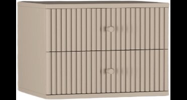 Zwevend Nachtkastje Sem - Mangohout - Taupe - 45x31x35 cm (BxHxD - Twee Lades - Eenvoudig Ophangsysteem
