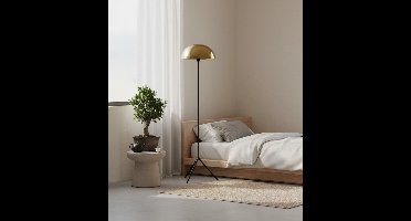 Vloerlamp Eleganza Rond 152 cm – Antiek Goud & Zwart – Designlamp met Driepoot | Altameubel