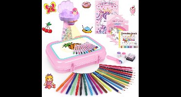 RVV® Tekenprojector Kinderen - Tekenprojector - Kinder Tekenprojector - met Accessoires - Roze- 34cm x 29cm x 10cm