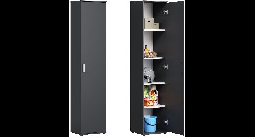 Sierra Kledingkast, multifunctionele kast 40 cm breed met 1 deur en 4 legplanken | Universele huishoudkast voor thuis, hal, kantoor of slaapkamer | 40 x 35 x 184 cm (B x D x H) | Antraciet