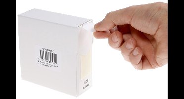 Etiket rillprint 25mm 500st op rol wit