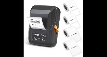 SUPVAN T50M Pro Label Printer with 4 White Labels Wide Waterproof Self Adhesive, Smart App with 40+ Fonts, 150+ Templates and 700+ Icons for Home, Office and Business