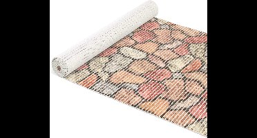 ANRO Badmat, badmat, douche, toilet, antislip, badloper, straatstenen, kleurrijk, 300 x 65 cm