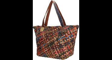 No label Multi leer Shopper - Leer - Dames - Recycled - Kleurrijk - Schoudertas - Leren Dames Tas - Multi