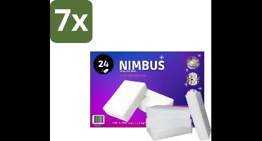 7 x NIMBUS Wonderspons 24 stuks per verpakking - Schoonmaken Zonder Chemische Middelen - Betoverend Schoonmaken - Spons Voor Vlekken - Hardnekkige Vlekken Verwijderen - Waterbasis Schoonmaak
