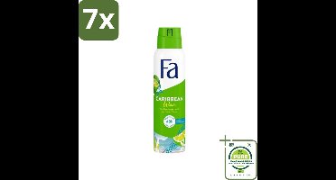 7 x Fa Deodorant Spray Lime Squeeze 150 ml - Grootverpakking - Deodorant Spray - Fa Caribbean Wave - Citroen Deodorant - Langdurige Bescherming - Frisse Geur